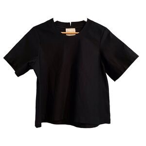 Shosh NY Top‎ Sz 1 SM Oversized Black Japanese Stretch Lagenlook Sustainable